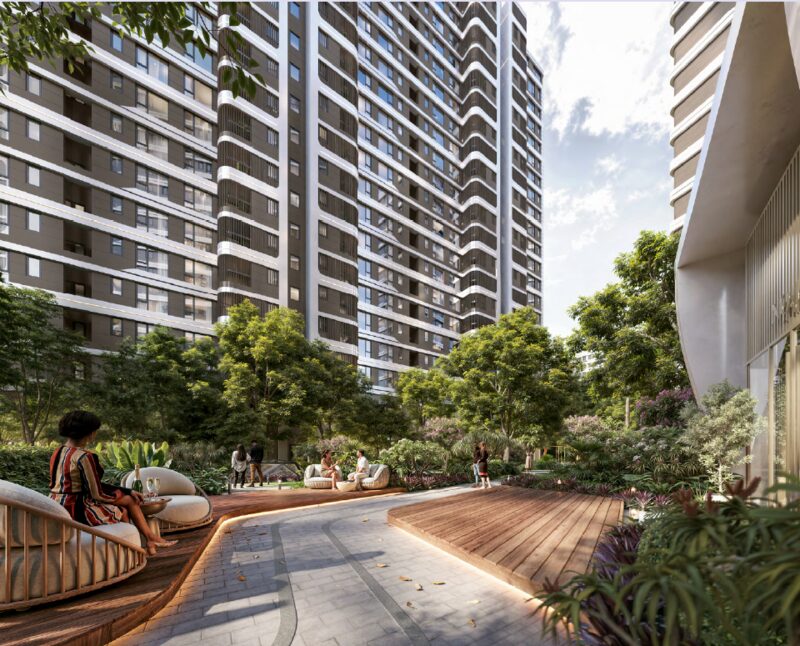 Landscaped courtyard and walkway