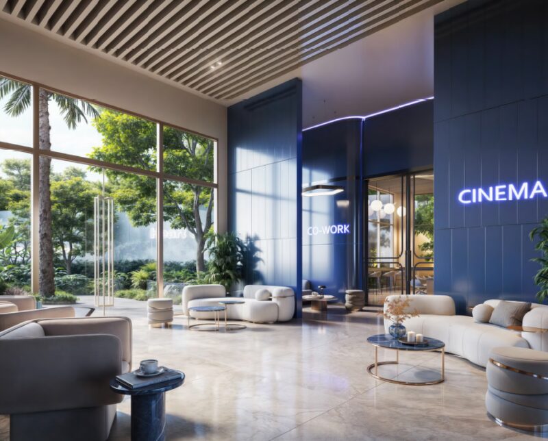 Cinema entrance and residents' lounge
